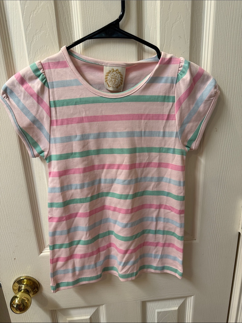 Girls' Pastel Stripe Short Sleeve Tee - Pink, Mint & Light Blue